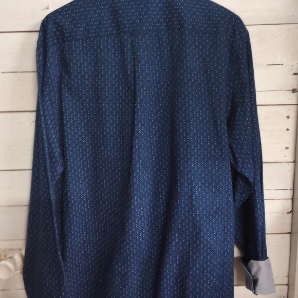 Izod Premium Essentials Classics Mens Large Blue Dot Printed Long Sleeve - Picture 4 of 8